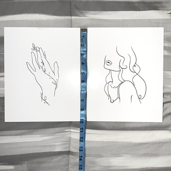 SALE Two 8 x 10 Unframed Prints White Black Minimalist Line Art Female & Hand - Picture 6 of 6